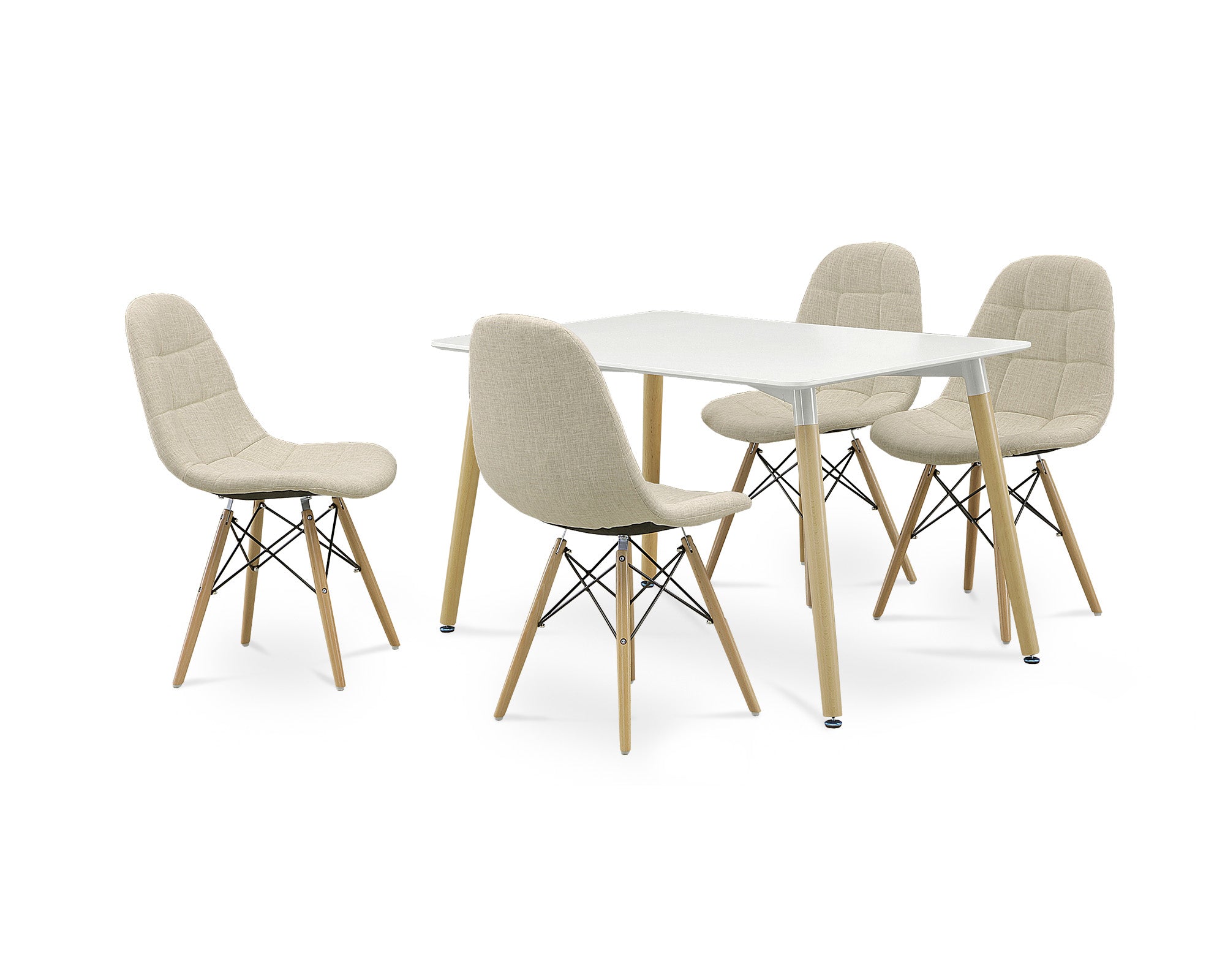 超人気！ 4人掛け 長方形 ダイニングセット 5点セット White 超人気！ 4人掛け 長方形 ダイニングセット 5点セット White