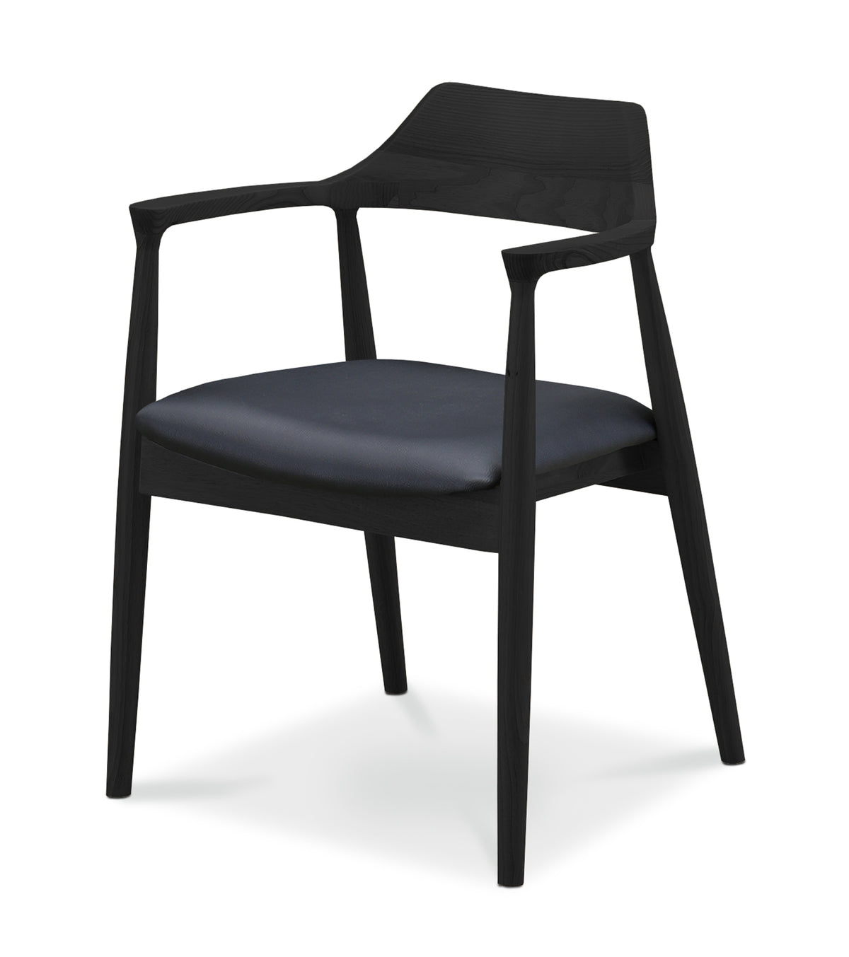 黒 合成皮革 ダイニングチェア ハンドル付き×4 ダイニングチェア 2脚セット 4脚セット 木製 無垢材 完成品 アッシュ