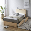 KaguBuy パオ シングルベッドフレーム シングルベットフレーム Wスライドコンセント付 ライト付 引出し【大型商品】