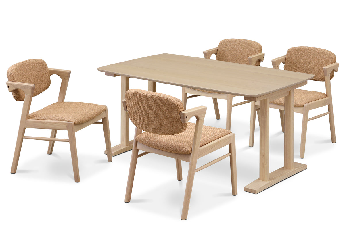 ダイニングテーブルセット 天然木 背もたれ付きベンチ ダイニング3点