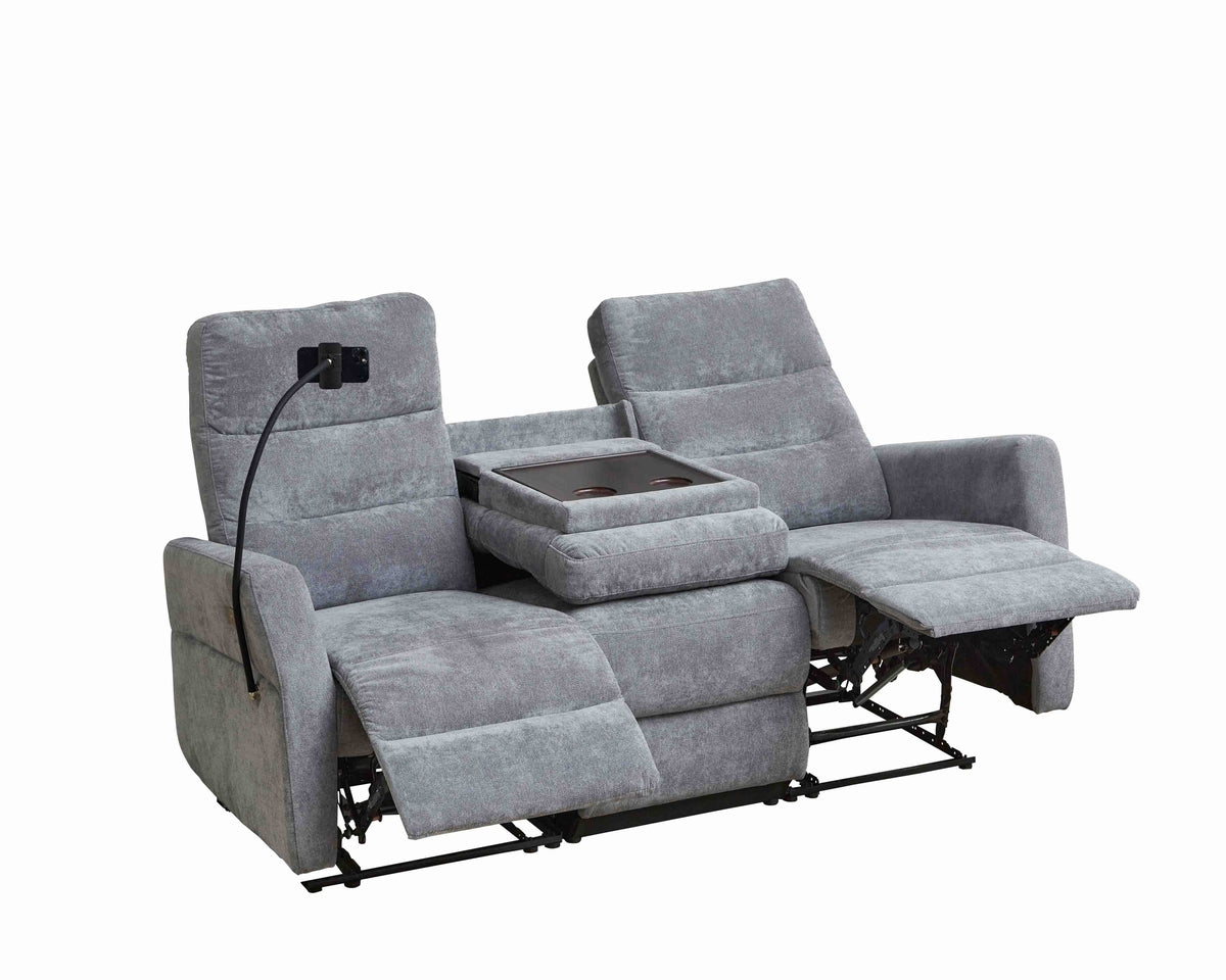 スマホホルダー付き電動リクライニングソファー ファブリック 3人掛け