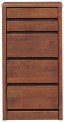 アルダー材国産幅45cm5段チェスト＜アリセア＞チェスト 幅45cm 5段 ブラウン ナチュラル 完成品 国産品 ミドルチェスト 衣類収納 整理タンス フルオープンレール 木製 大容量 機能的 大川家具 自然塗装