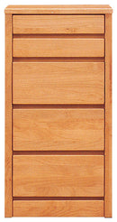 アルダー材国産幅45cm5段チェスト＜アリセア＞チェスト 幅45cm 5段 ブラウン ナチュラル 完成品 国産品 ミドルチェスト 衣類収納 整理タンス フルオープンレール 木製 大容量 機能的 大川家具 自然塗装