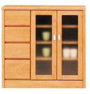 アルダー材国産幅90cmサイドボード＜アリセア＞サイドボード 幅90cm ナチュラル 国産品 完成品 飾り棚 キャビネット コレクションボード リビング収納 収納家具 整理棚 機能的 モダン シンプル ガラス 開き戸