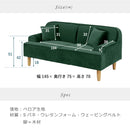 KaguBuy モネ ソファ 2人掛け ベロア 脚取り外し可能 ローソファ 2人用 一人暮らし  2P ソファー クッション付 コンパクト新生活 アウトレット【大型商品】