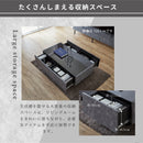 KaguBuy シャル ローテーブル 幅120 ガラス セラミック調 完成品 長方形 センターテーブル テーブル 引き出し 収納付き リビングテーブル カフェ コーヒーテーブル 日本製 大川家具 新生活 グレー グレージュ