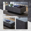 KaguBuy シャル ローテーブル 幅120 ガラス セラミック調 完成品 長方形 センターテーブル テーブル 引き出し 収納付き リビングテーブル カフェ コーヒーテーブル 日本製 大川家具 新生活 グレー グレージュ