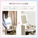 KaguBuy メイクボックス 大容量 キャスター付き 鏡付き オープン コンパクト おしゃれ かわいい ドレッサー 白 ホワイト 収納 ワゴン 木製 化粧品 コスメ メイク台 ミラー付き ミニドレッサー コスメボックス 小物収納 大容量収納 サイドテーブル コスメワゴン