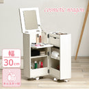 KaguBuy メイクボックス 大容量 キャスター付き 鏡付き オープン コンパクト おしゃれ かわいい ドレッサー 白 ホワイト 収納 ワゴン 木製 化粧品 コスメ メイク台 ミラー付き ミニドレッサー コスメボックス 小物収納 大容量収納 サイドテーブル コスメワゴン