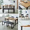 リオス 木目×ブラックモダンなダイニング7点セット 幅200cm ダイニング  PVC 水に強い ダイニングテーブル ダイニングチェア ベンチ チェア テーブル セット 5人掛け 6人掛け モダン 大型商品