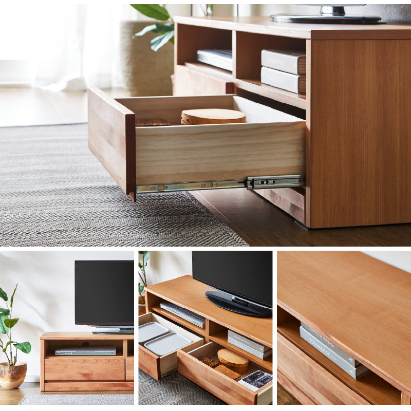 アルダー材国産幅120cmAVチェスト＜アリセア＞テレビボード AVボード TV台 テレビ台 幅120cm ナチュラル 国産品 完成品 おしゃれ レール付 木製 大容量 大川家具 自然塗装
