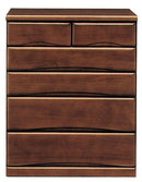 KaguBuy シフ キャスター付き収納チェスト 日本製 国産 大川家具 桐 引き出し箱組 フルオープンレール 75cm幅 5段 ブラウン 2色 クローゼットチェスト Sif