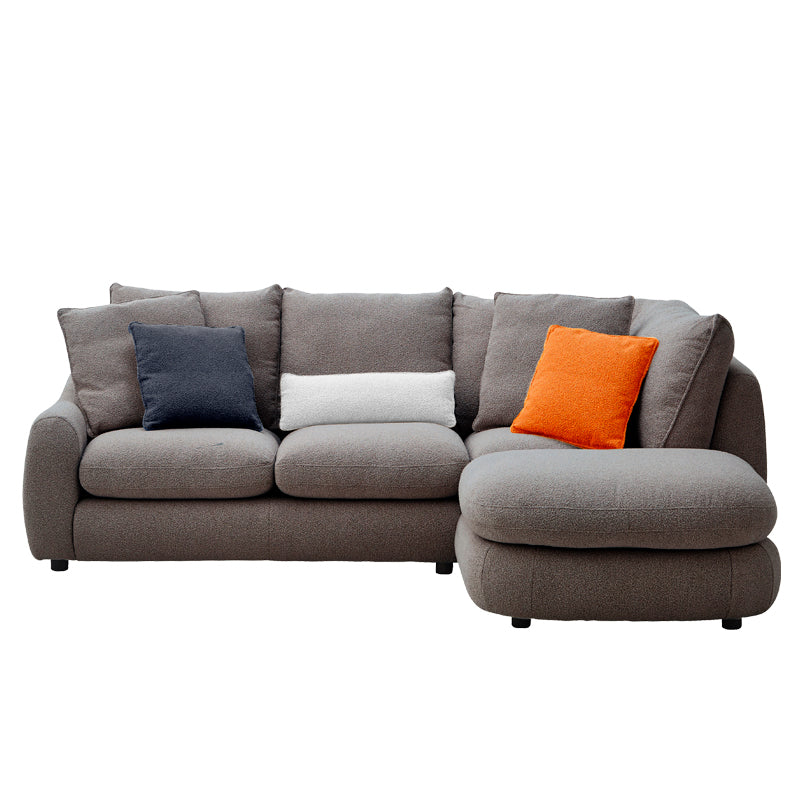 【開梱設置無料】カウチソファー 布張り ファブリック ブークレ生地 フェザー入り オットマン 3人掛け 4人掛け 幅240cm 北欧 シンプル おしゃれ アーシュ【大型商品】