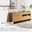 キャビネット 日本製 180cm幅 無垢材 アルダー無垢 リビングボード スタイリッシュ フルオープンレール 上品 頑丈 国産 カウンター オシャレ 大川家具 レオル【大型商品】