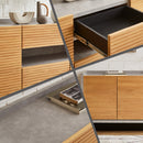 キャビネット 日本製 180cm幅 無垢材 アルダー無垢 リビングボード スタイリッシュ フルオープンレール 上品 頑丈 国産 カウンター オシャレ 大川家具 レオル【大型商品】