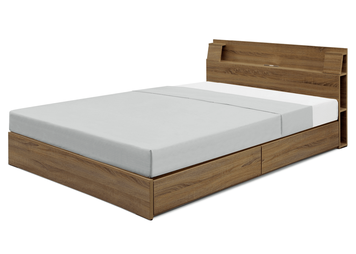 KaguBuy ルラン 引出し付き ダブルベッドフレーム ダブルベッド