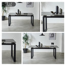 組立設置 セラミック ダイニングテーブル 150 180 伸長式テーブル 角丸 耐熱 耐水 耐久 石目調 マーブル調 長方形 4人掛け 6人掛け 食卓 高級感 おしゃれ  新生活 ダイニング ブラック グレー リビング ダイアリー【大型商品】