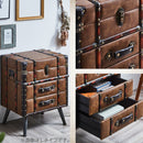 収納チェスト ローチェスト ハイチェスト おしゃれ レトロ ビンテージ 合成皮革 PVC ２色 オレンジ ブラウン アンティーク調 ヴィンテージ風 ボックスチェスト フロイ