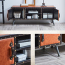 幅120 テレビボード テレビボード テレビ台 TVボード ローボード 引出し 合成皮革 ビンテージ レトロ お洒落 モダン アンティーク フロイデ