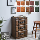 KaguBuy フロイデ 収納ボックス 2段 3段 レトロ レトロ感 合成皮革 ALL PVC 5色 グリーン オレンジ レッド ブラウン カフェ 幅44