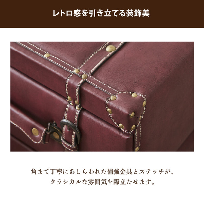 KaguBuy フロイデ 収納ボックス 2段 3段 レトロ レトロ感 合成皮革 ALL PVC 5色 グリーン オレンジ レッド ブラウン カフェ 幅44