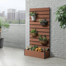 プランター付きフェンス フラワースタンド 人工木 アルミ 大型 おしゃれ 目隠し フェンス 鉢植え 腐らない 樹脂 木目調 ベランダ 庭 園芸 収納 56/72/90cm ブラウン グレー ガーデスタ