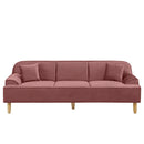 KaguBuy モネ ソファ 3人掛け ベロア 脚取り外し可能 ローソファ 3人用  3P ソファー クッション付 コンパクト新生活 アウトレット【大型商品】