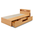 KaguBuy レーク シングルベッド ベッドフレーム シングル 収納付き コンセント BOX 引出し ベッドサイド 収納 ヘッドレスト シングル ベット シングルベット フレームのみ 単品 すのこ スノコベッド【大型商品】