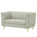 【在庫限り】KaguBuy ラフィネ ソファ ソファー 2人掛け 北欧 ゴールド脚 くすみ ガーリー かわいい エレガント ファブリック リビング 2.5人掛け アウトレット【大型商品】