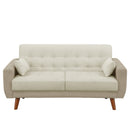 KaguBuy リア ソファ 2人掛け クッション付き 脚取り外し可能 ローソファ 2.5人掛け 2P ソファー かわいい 韓国 ツートン おしゃれ 北欧 木脚 布張り【大型商品】