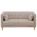 KaguBuy フィア 2.5P ソファ 2人 北欧 木脚 おしゃれ 脚高15cm クッション 上品 モダン ディア— ネイビー ラベンダー グレー ヌード 布 クルミボタン ファブリック ひじ掛け ローソファ【大型商品】