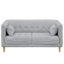 KaguBuy フィア 2.5P ソファ 2人 北欧 木脚 おしゃれ 脚高15cm クッション 上品 モダン ディア— ネイビー ラベンダー グレー ヌード 布 クルミボタン ファブリック ひじ掛け ローソファ【大型商品】