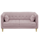 KaguBuy フィア 2.5P ソファ 2人 北欧 木脚 おしゃれ 脚高15cm クッション 上品 モダン ディア— ネイビー ラベンダー グレー ヌード 布 クルミボタン ファブリック ひじ掛け ローソファ【大型商品】