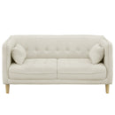 KaguBuy フィア 2.5P ソファ 2人 北欧 木脚 おしゃれ 脚高15cm クッション 上品 モダン ディア— ネイビー ラベンダー グレー ヌード 布 クルミボタン ファブリック ひじ掛け ローソファ【大型商品】