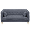 KaguBuy フィア 2.5P ソファ 2人 北欧 木脚 おしゃれ 脚高15cm クッション 上品 モダン ディア— ネイビー ラベンダー グレー ヌード 布 クルミボタン ファブリック ひじ掛け ローソファ【大型商品】