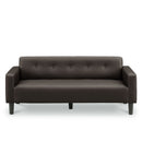KaguBuy ラファ― PVC生地の2.5Pソファ ソファー ソファ 2.5P 2.5人掛け　2P 2人掛け sofa PVC 木脚 モダン コンパクト おしゃれ 男性 肘付き 脚付き リビング 高級感 ダークブラウン