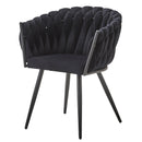 ラワー ダイニングチェア ダイニング チェア デザイナーズチェア リビングチェア エレガント ファブリック ベロア調 アイアン ロープ編み シルバー ブラック おしゃれ カジュアル モダン 高級感 北欧 lawer