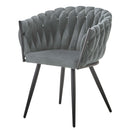 ラワー ダイニングチェア ダイニング チェア デザイナーズチェア リビングチェア エレガント ファブリック ベロア調 アイアン ロープ編み シルバー ブラック おしゃれ カジュアル モダン 高級感 北欧 lawer