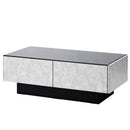 KaguBuy シャル ローテーブル 幅120 ガラス セラミック調 完成品 長方形 センターテーブル テーブル 引き出し 収納付き リビングテーブル カフェ コーヒーテーブル 日本製 大川家具 新生活 グレー グレージュ