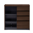 KaguBuy ロール キャビネット 幅80 収納家具 北欧 モダン 取っ手なし 上品 頑丈 箱組 木目 ツートーンカラー 国産