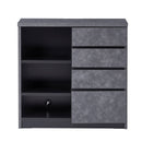 KaguBuy ロール キャビネット 幅80 収納家具 北欧 モダン 取っ手なし 上品 頑丈 箱組 木目 ツートーンカラー 国産