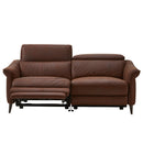 組立設置付 ソファ ソファー 電動ソファ 幅191cm USBポート レザー風 レザーファブリック 3人掛け 4人掛け アンティーク ファブリック 布 布張り ブラウン 高級感 コンクト 【大型商品】