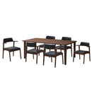 ローサ ダイニング ダイニングセット 7点 6人用 ダイニングテーブル ダイニングチェア オーク ラバーウッド ウォールナット PVC 幅180 椅子6脚 ウレタン樹脂 ラッカー塗装 モダン おしゃれ 長方形 ブラウン ナチュラル 木目【大型商品】