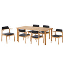 ローサ ダイニング ダイニングセット 7点 6人用 ダイニングテーブル ダイニングチェア オーク ラバーウッド ウォールナット PVC 幅180 椅子6脚 ウレタン樹脂 ラッカー塗装 モダン おしゃれ 長方形 ブラウン ナチュラル 木目【大型商品】