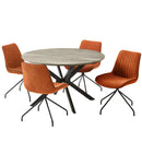 ロネ ダイニングテーブルセット 丸テーブル 4人掛け 5点セット 120cm ダイニングセット ダイニングテーブル セット コーデュロイ アイアン チェア 北欧 木目 ファブリック ダイニング カフェ【大型商品】