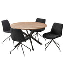 ロネ ダイニングテーブルセット 丸テーブル 4人掛け 5点セット 120cm ダイニングセット ダイニングテーブル セット コーデュロイ アイアン チェア 北欧 木目 ファブリック ダイニング カフェ【大型商品】