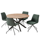 ロネ ダイニングテーブルセット 丸テーブル 4人掛け 5点セット 120cm ダイニングセット ダイニングテーブル セット コーデュロイ アイアン チェア 北欧 木目 ファブリック ダイニング カフェ【大型商品】