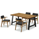 リオス 木目×ブラックモダンなダイニング5点セット 幅150cm ダイニング  PVC 水に強い ダイニングテーブル ダイニングチェア ベンチ チェア テーブル セット 4人掛け 5人掛け モダン