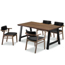 リオス 木目×ブラックモダンなダイニング5点セット 幅150cm ダイニング  PVC 水に強い ダイニングテーブル ダイニングチェア ベンチ チェア テーブル セット 4人掛け 5人掛け モダン