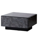 KaguBuy シャル ローテーブル 幅90 ガラス セラミック調 完成品 長方形 センターテーブル テーブル 引き出し 収納付き リビングテーブル カフェ コーヒーテーブル 日本製 大川家具 新生活 グレー グレージュ